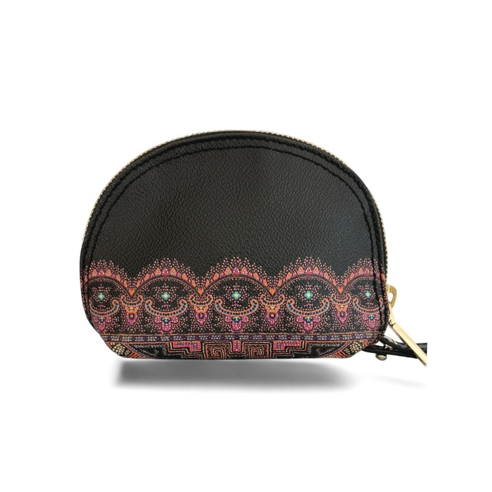 Etro Milano Paisley Print Coated Canvas Tote Bag Black + Wristlet Leather Trim - Picture 14 of 16